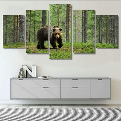 European Brown Bear Forest Landscape Bear Animals Luxury Multi Canvas Prints, Multi Piece Panel Canvas Gallery Art Print Print