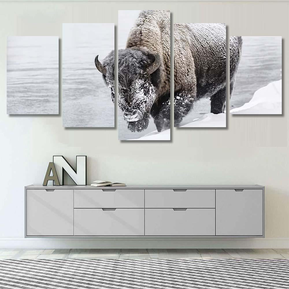 American Bison 15 Bison Animals Luxury Multi Canvas Prints, Multi Piece Panel Canvas Gallery Art Print Print