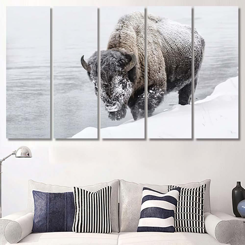 American Bison 15 Bison Animals Luxury Multi Canvas Prints, Multi Piece Panel Canvas Gallery Art Print Print