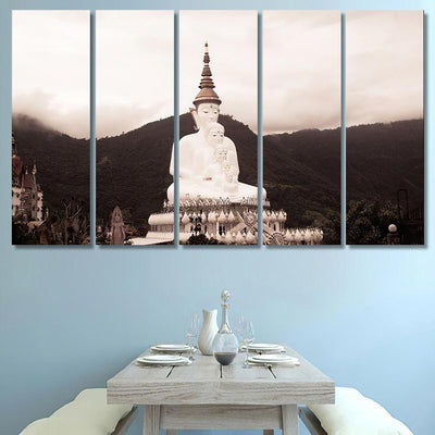 Pha Son Kaew Temple 5 White Buddha Religion Luxury Multi Canvas Prints, Multi Piece Panel Canvas Gallery Art Print Print