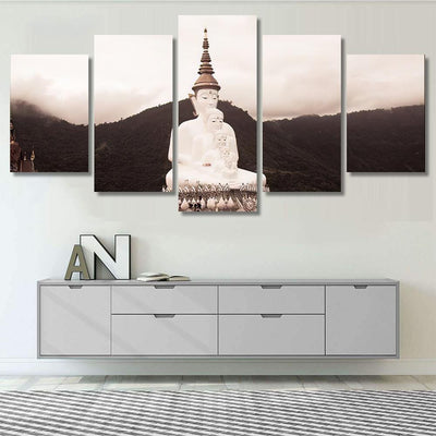 Pha Son Kaew Temple 5 White Buddha Religion Luxury Multi Canvas Prints, Multi Piece Panel Canvas Gallery Art Print Print