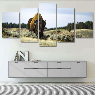 Bison Wild 2 Bison Animals Luxury Multi Canvas Prints, Multi Piece Panel Canvas Gallery Art Print Print