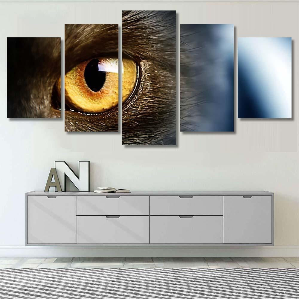 Cats Eye 4 Black Panther Animals Luxury Multi Canvas Prints, Multi Piece Panel Canvas Gallery Art Print Print