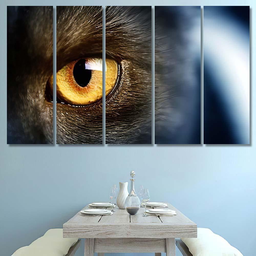 Cats Eye 4 Black Panther Animals Luxury Multi Canvas Prints, Multi Piece Panel Canvas Gallery Art Print Print