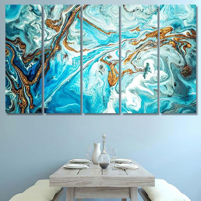 Marble Texture Eastern Technique Contemporary Art Abstract Luxury Multi Canvas Prints, Multi Piece Panel Canvas Gallery Art Print Print