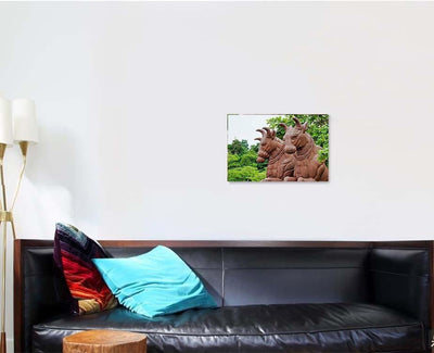 Ancient Statues 3 Bison Backdrop Leaves Bison Animals Luxury Multi Canvas Prints, Multi Piece Panel Canvas Gallery Art Print Print