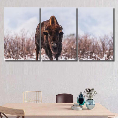 Bison Snow Bison Animals Luxury Multi Canvas Prints, Multi Piece Panel Canvas Gallery Art Print Print