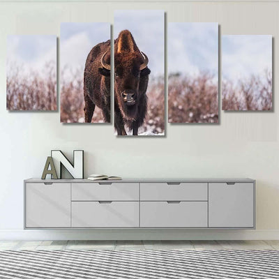 Bison Snow Bison Animals Luxury Multi Canvas Prints, Multi Piece Panel Canvas Gallery Art Print Print
