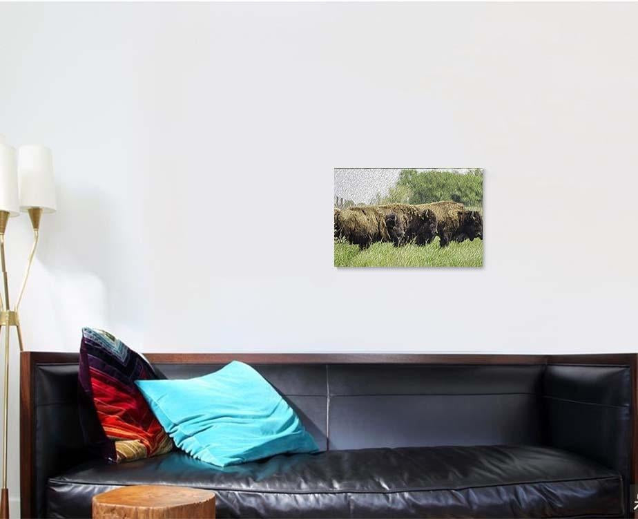 Painterly Abstract American Bison Binomial Name Bison Animals Luxury Multi Canvas Prints, Multi Piece Panel Canvas Gallery Art Print Print