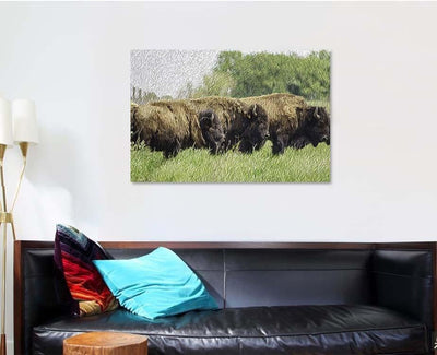 Painterly Abstract American Bison Binomial Name Bison Animals Luxury Multi Canvas Prints, Multi Piece Panel Canvas Gallery Art Print Print