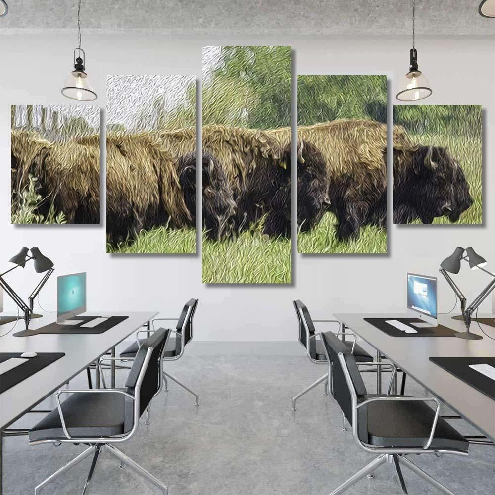 Painterly Abstract American Bison Binomial Name Bison Animals Luxury Multi Canvas Prints, Multi Piece Panel Canvas Gallery Art Print Print