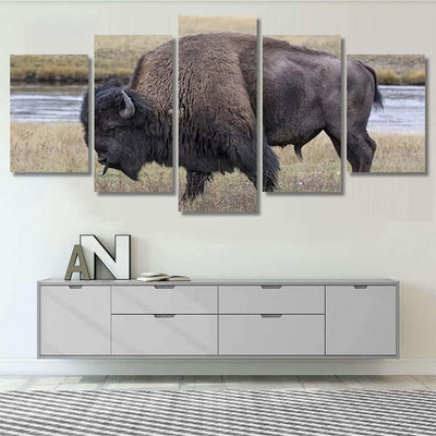 American Bison Scent Tasting Bison Animals Luxury Multi Canvas Prints, Multi Piece Panel Canvas Gallery Art Print Print