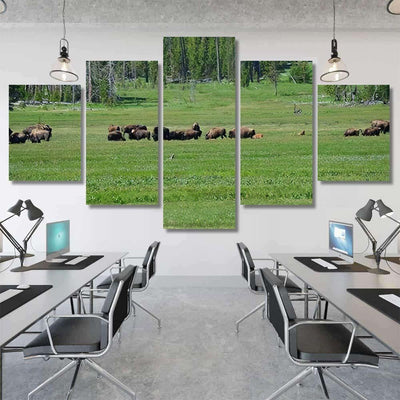 Bison 77 Bison Animals Luxury Multi Canvas Prints, Multi Piece Panel Canvas Gallery Art Print Print