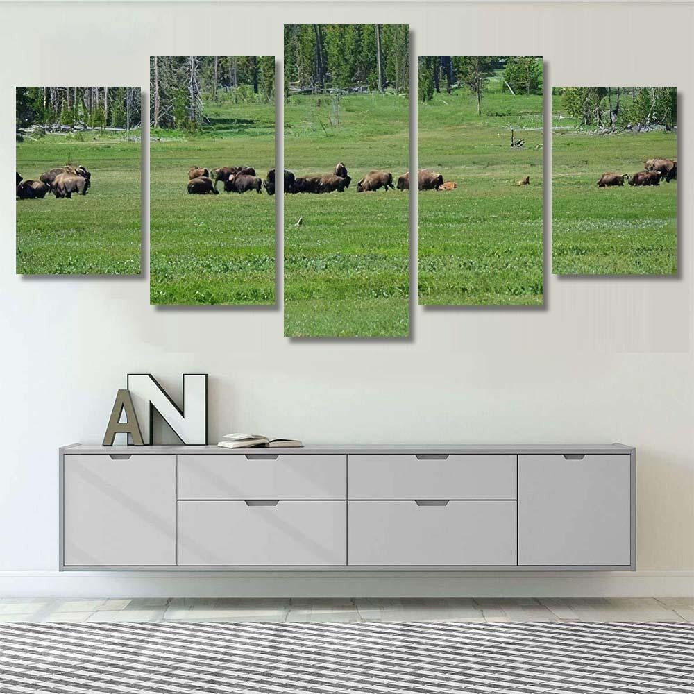 Bison 77 Bison Animals Luxury Multi Canvas Prints, Multi Piece Panel Canvas Gallery Art Print Print