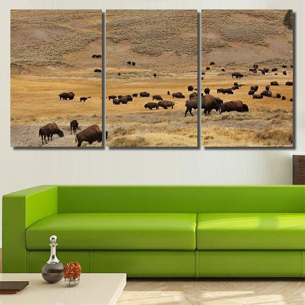 American Bison Simply Commonly Known Buffalo 1 Bison Animals Luxury Multi Canvas Prints, Multi Piece Panel Canvas Gallery Art Print Print