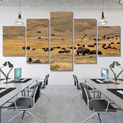 American Bison Simply Commonly Known Buffalo 1 Bison Animals Luxury Multi Canvas Prints, Multi Piece Panel Canvas Gallery Art Print Print