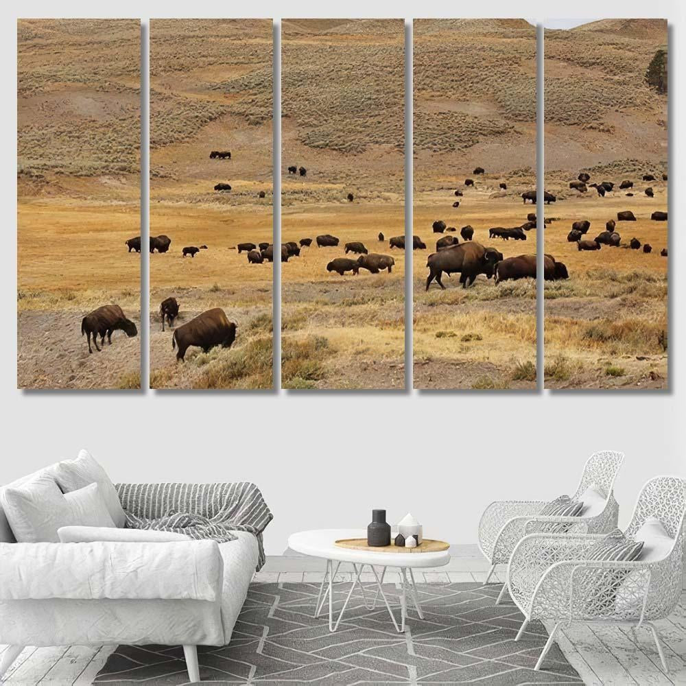 American Bison Simply Commonly Known Buffalo 1 Bison Animals Luxury Multi Canvas Prints, Multi Piece Panel Canvas Gallery Art Print Print