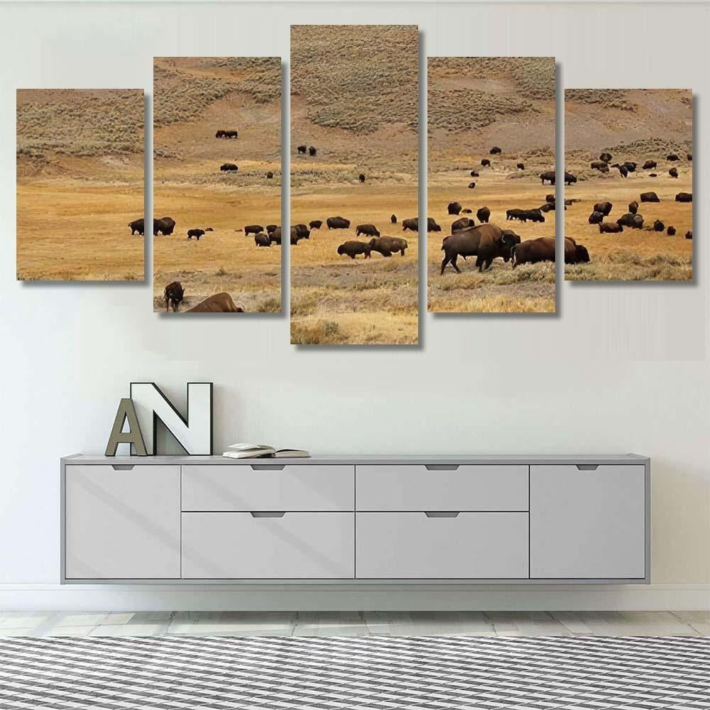 American Bison Simply Commonly Known Buffalo 1 Bison Animals Luxury Multi Canvas Prints, Multi Piece Panel Canvas Gallery Art Print Print