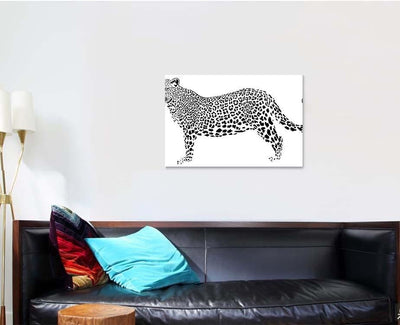 Far Eastern Leopard On White Background Black Panther Animals Luxury Multi Canvas Prints, Multi Piece Panel Canvas Gallery Art Print Print