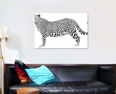 Far Eastern Leopard On White Background Black Panther Animals Luxury Multi Canvas Prints, Multi Piece Panel Canvas Gallery Art Print Print