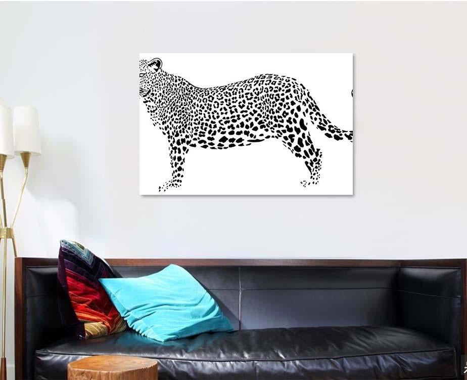 Far Eastern Leopard On White Background Black Panther Animals Luxury Multi Canvas Prints, Multi Piece Panel Canvas Gallery Art Print Print