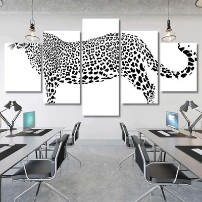 Far Eastern Leopard On White Background Black Panther Animals Luxury Multi Canvas Prints, Multi Piece Panel Canvas Gallery Art Print Print