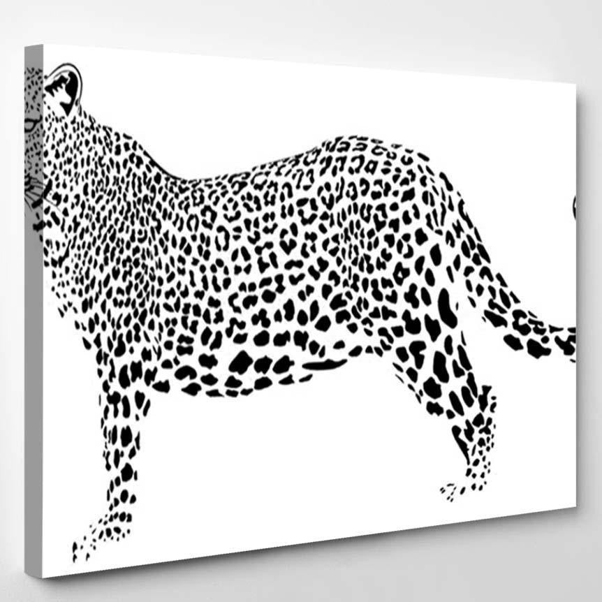 Far Eastern Leopard On White Background Black Panther Animals Luxury Multi Canvas Prints, Multi Piece Panel Canvas Gallery Art Print Print