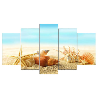 Beach Landscape 01 Space 5 Panel Canvas Art Wall Decor Luxury Multi Canvas Prints, Multi Piece Panel Canvas Gallery Art Print