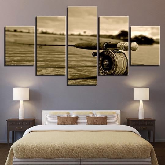 Fly Fishing 1 Fishing 5 Panel Canvas Art Wall Decor Luxury Multi Canvas Prints, Multi Piece Panel Canvas Gallery Art Print