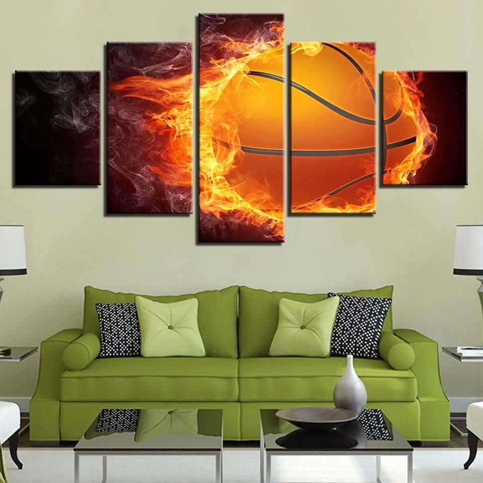 Basketball 12 Sport 5 Panel Canvas Art Wall Decor Luxury Multi Canvas Prints, Multi Piece Panel Canvas Gallery Art Print