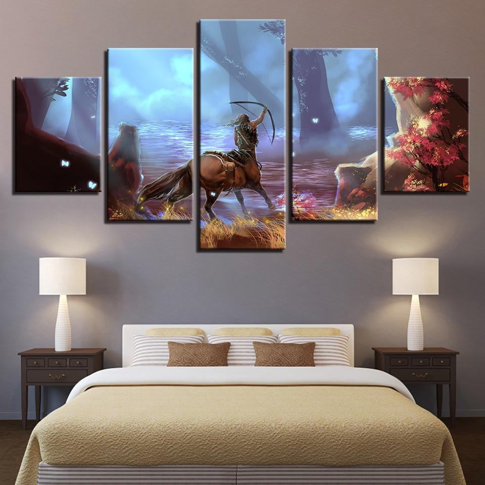 Human Face Horse Body Butterfly Night Nature 5 Panel Canvas Art Wall Decor Luxury Multi Canvas Prints, Multi Piece Panel Canvas Gallery Art Print
