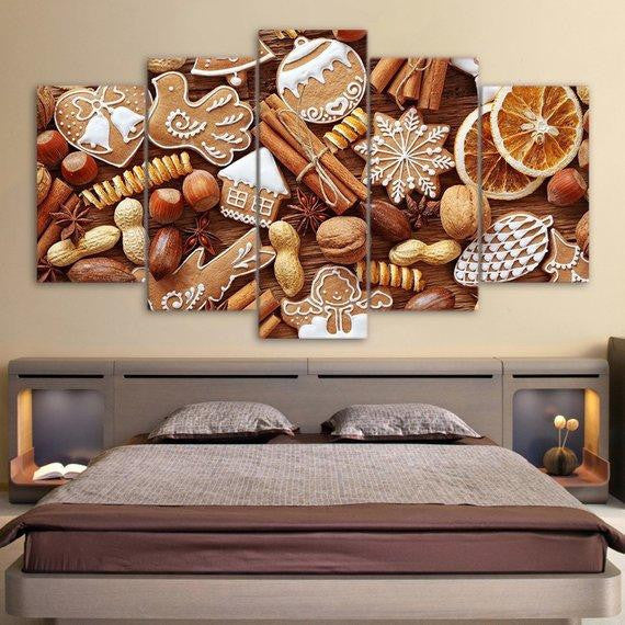 Chocolate Cookies Kids Candies Kitchen 5 Panel Canvas Art Wall Decor Luxury Multi Canvas Prints, Multi Piece Panel Canvas Gallery Art Print