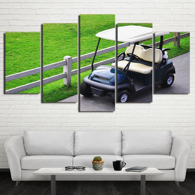 Golf Car Course Sport 5 Panel Canvas Art Wall Decor Luxury Multi Canvas Prints, Multi Piece Panel Canvas Gallery Art Print
