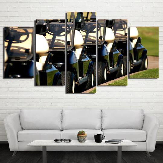Golf Carts Sport 5 Panel Canvas Art Wall Decor Luxury Multi Canvas Prints, Multi Piece Panel Canvas Gallery Art Print