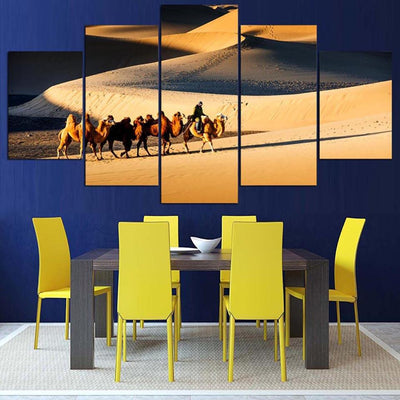 Camel Desert Landscape Nature 5 Panel Canvas Art Wall Decor Luxury Multi Canvas Prints, Multi Piece Panel Canvas Gallery Art Print