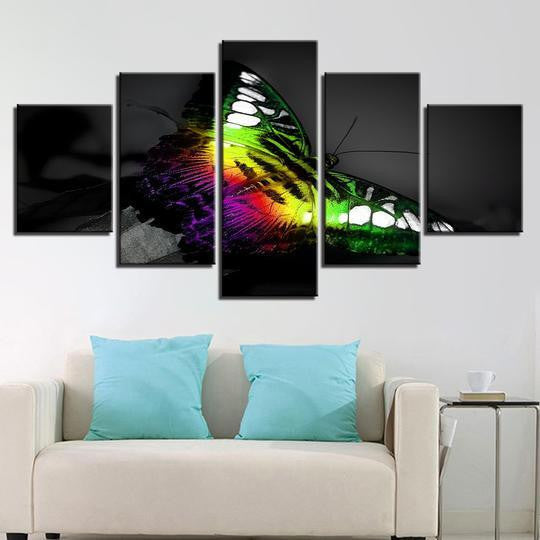 Rainbow Butterfly Nature 5 Panel Canvas Art Wall Decor Luxury Multi Canvas Prints, Multi Piece Panel Canvas Gallery Art Print