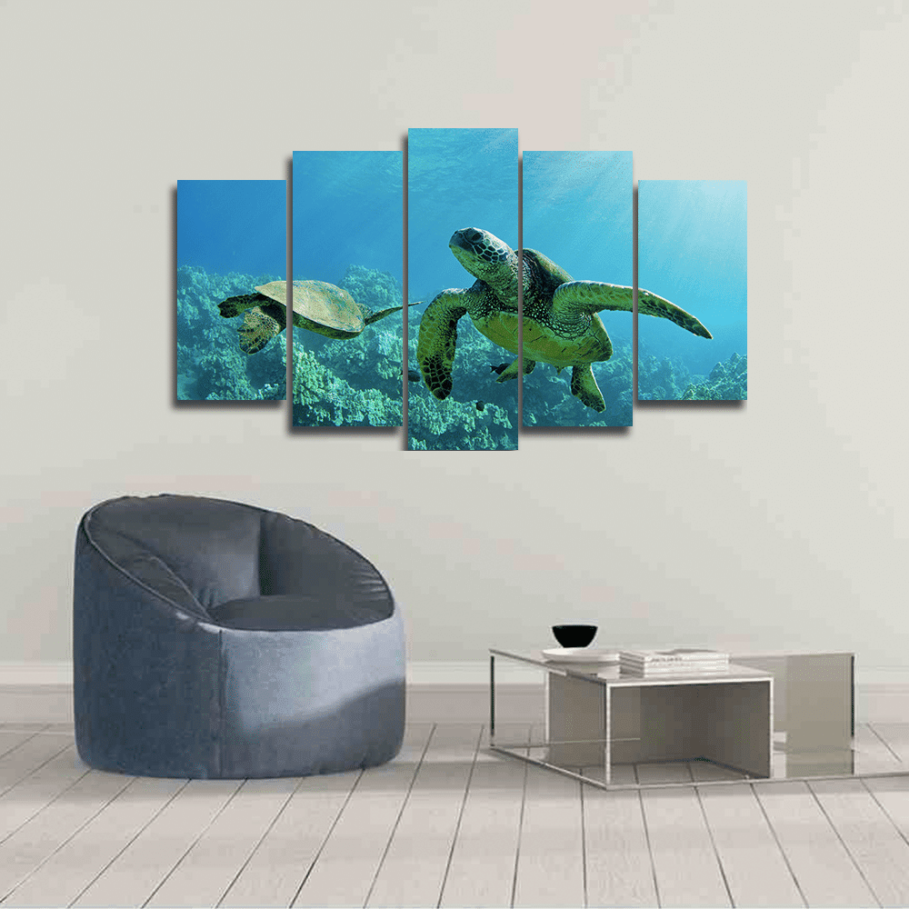 Turtles in Ocean Canvas 2 | Luxury Multi Canvas Prints, Multi Piece Panel Canvas Gallery Art Print