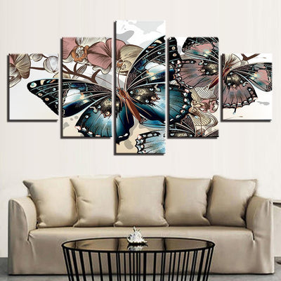 Butterfly Animal 5 Panel Canvas Art Wall Decor Luxury Multi Canvas Prints, Multi Piece Panel Canvas Gallery Art Print