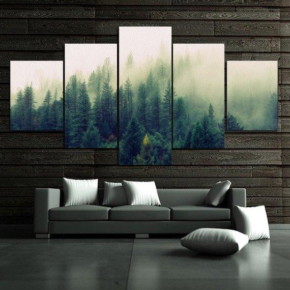 Forest Lanscape Nature 5 Panel Canvas Art Wall Decor Luxury Multi Canvas Prints, Multi Piece Panel Canvas Gallery Art Print