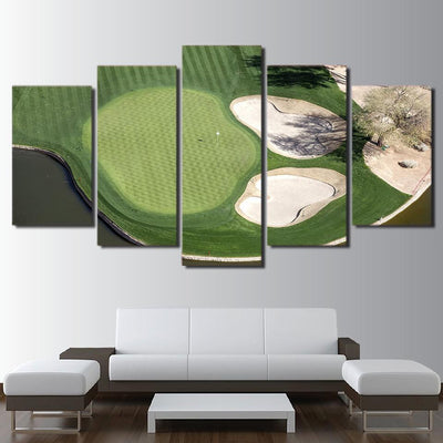 Green Field Golf Course Sport 5 Panel Canvas Art Wall Decor Luxury Multi Canvas Prints, Multi Piece Panel Canvas Gallery Art Print