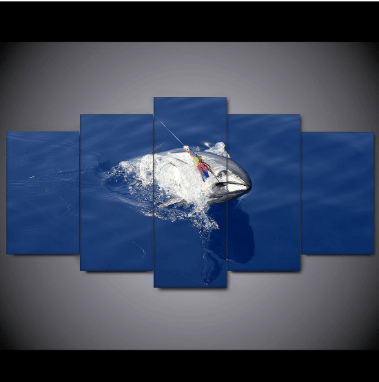 Tuna Fishing Fishing 5 Panel Canvas Art Wall Decor Luxury Multi Canvas Prints, Multi Piece Panel Canvas Gallery Art Print