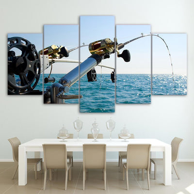 sea coast waves spindrift Fishing 5 Panel Canvas Art Wall Decor Luxury Multi Canvas Prints, Multi Piece Panel Canvas Gallery Art Print