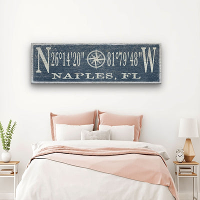 Latitude Longitude Sign, Coordinates Sign, Compass Rose , Personalized Gift, Wedding Gift, Beach Decor, Housewarming Gift, Nautical Decor