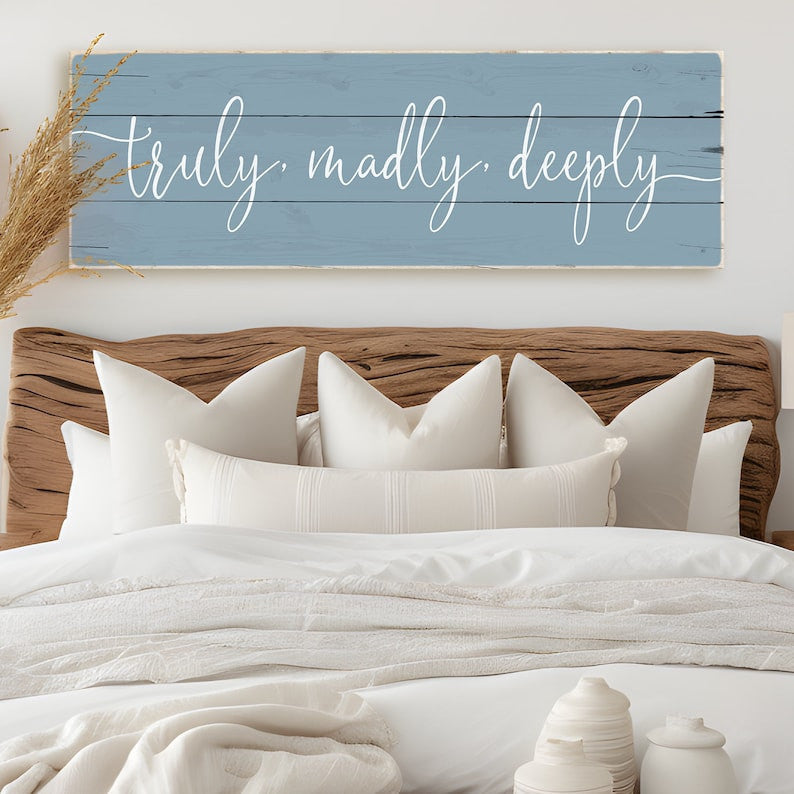 Truly Madly Deeply Sign Canvas Wall Art Home Decor | Worn Edges Canvas Print