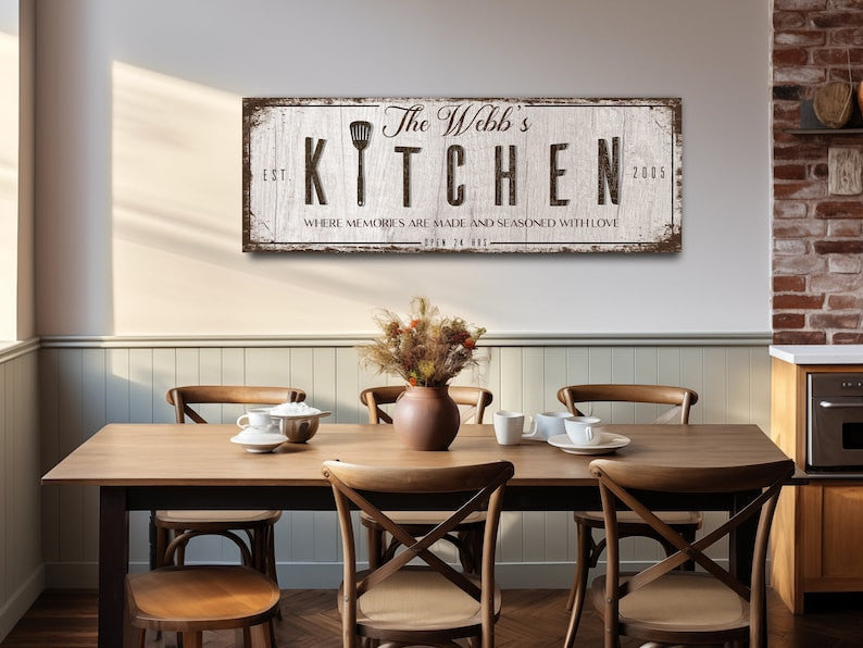 Custom Kitchen Sign For Home, Personalized Family Kitchen Wall Art, Customized Kitchen Gift, Farmhouse Kitchen Sign