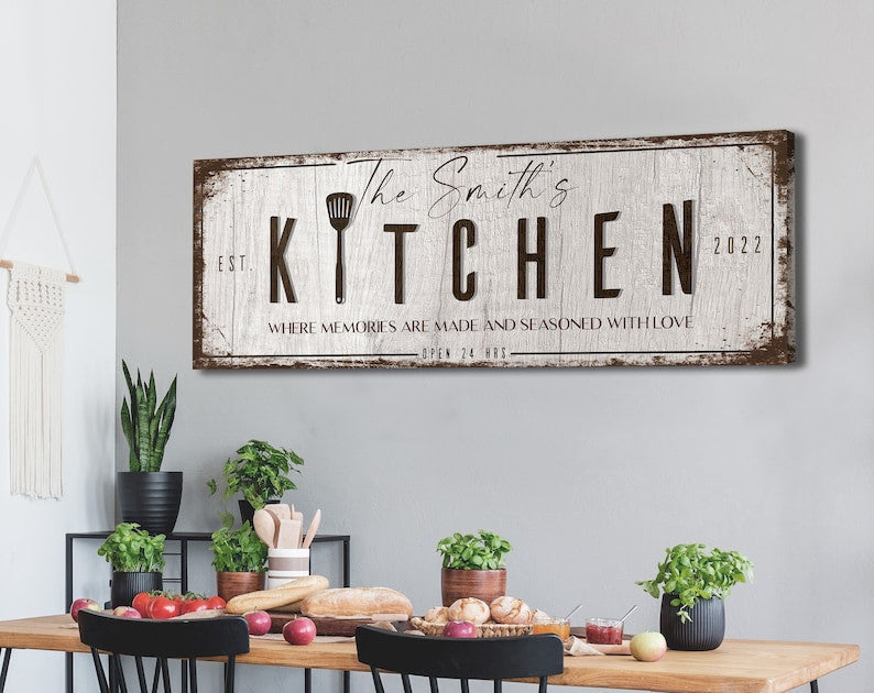 Custom Kitchen Sign For Home, Personalized Family Kitchen Wall Art, Customized Kitchen Gift, Farmhouse Kitchen Sign