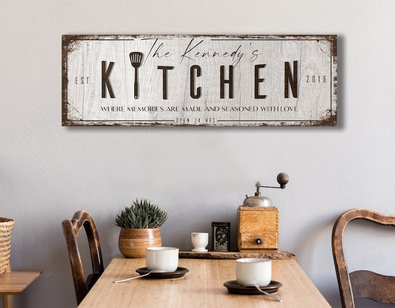 Custom Kitchen Sign For Home, Personalized Family Kitchen Wall Art, Customized Kitchen Gift, Farmhouse Kitchen Sign
