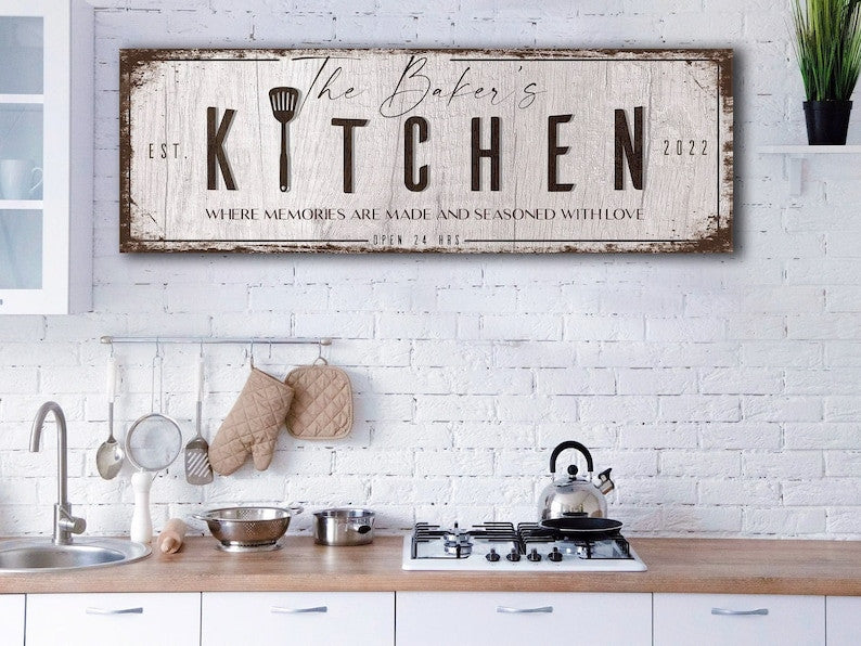 Custom Kitchen Sign For Home, Personalized Family Kitchen Wall Art, Customized Kitchen Gift, Farmhouse Kitchen Sign
