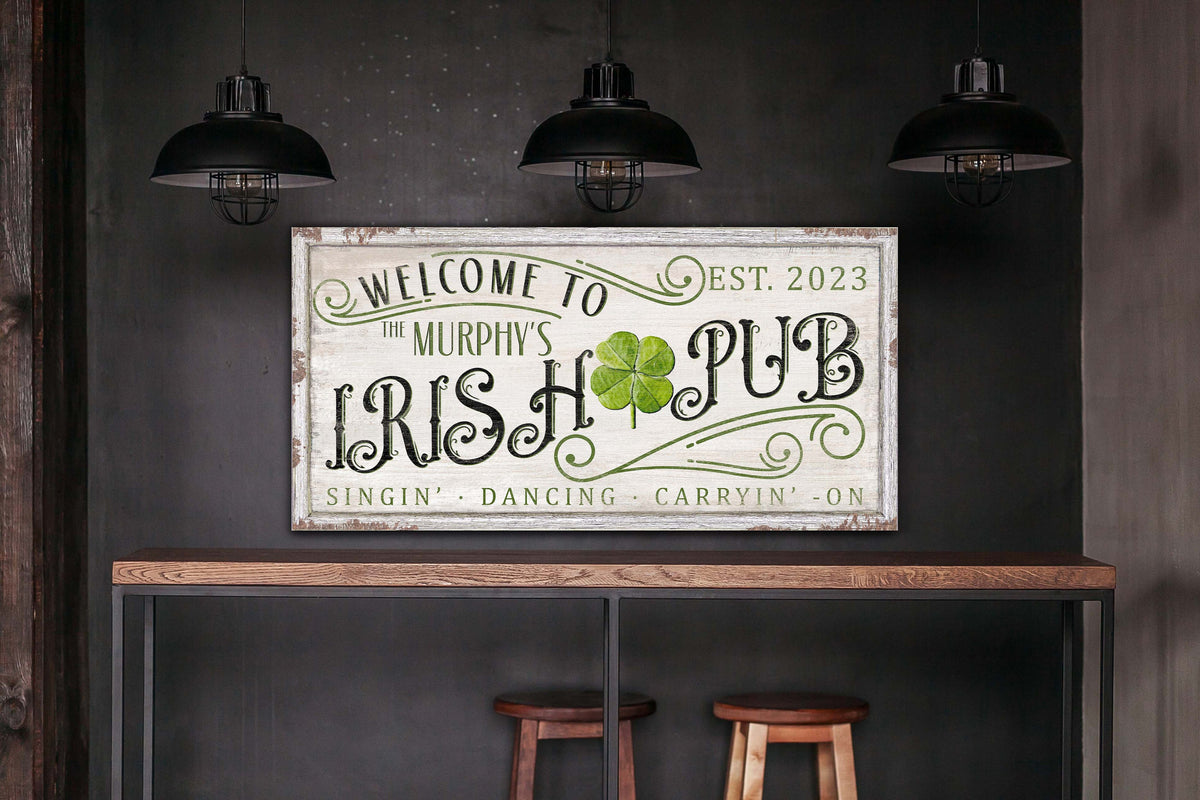 Personalized Irish Pub Sign, Custom St. Patrick's Day Decor, Home Pub Sign, Basement Bar Decor, Outdoor Wall Hanging, Rustic Welcome Sign