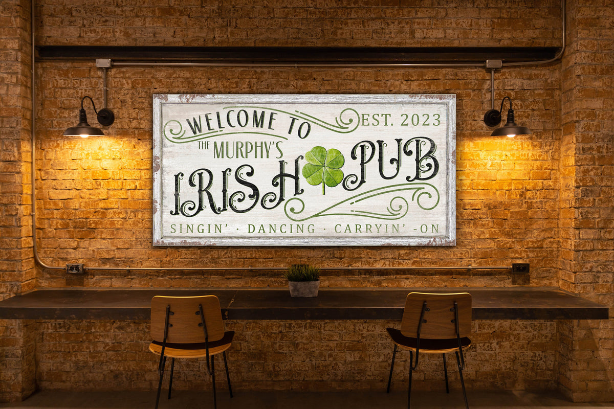 Personalized Irish Pub Sign, Custom St. Patrick's Day Decor, Home Pub Sign, Basement Bar Decor, Outdoor Wall Hanging, Rustic Welcome Sign